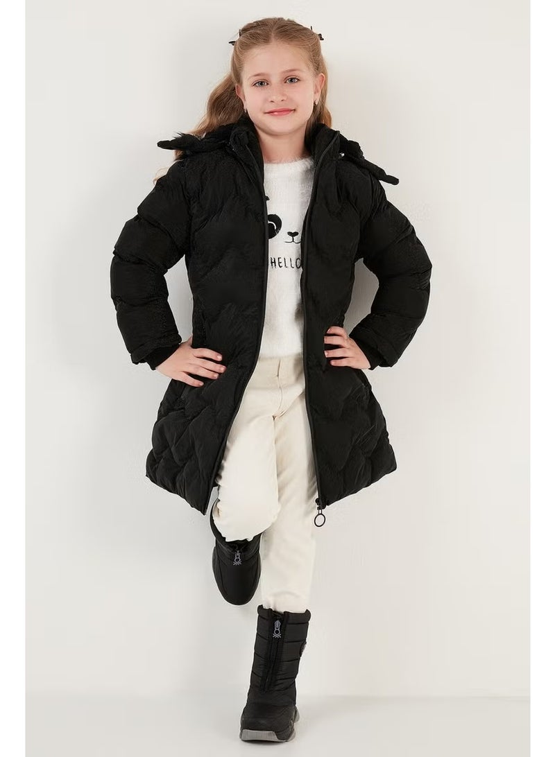 Lela Plush Lined Faux Fur Collar Removable Hooded Winter Coat Girls' Coat 5761905 - Image 4